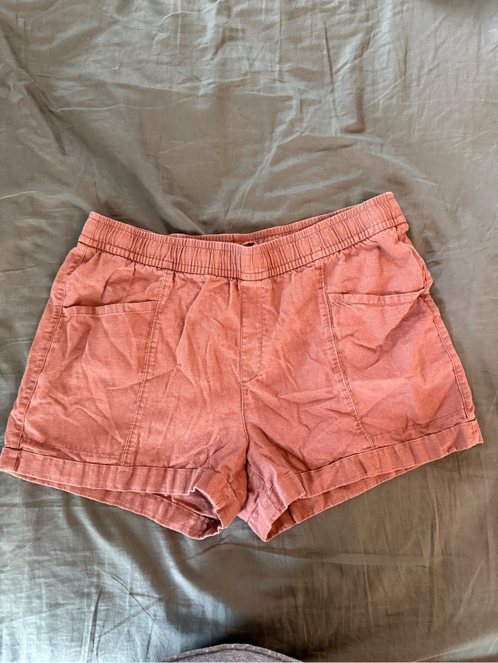 Old Navy High-Waist Drawstring Shorts in Dusty Rust